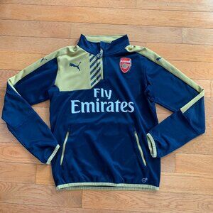 Puma X Arsenal Mens M 2015/2016 Jersey 1/4 Zip Drill Top Pullover Blue Gold PGH